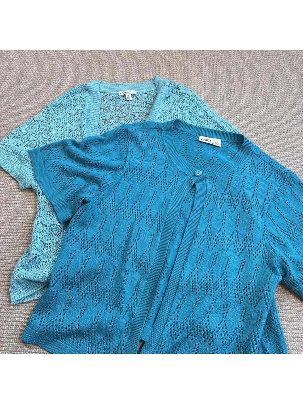 lot of 2 light blue/teal cardigans size xl womens